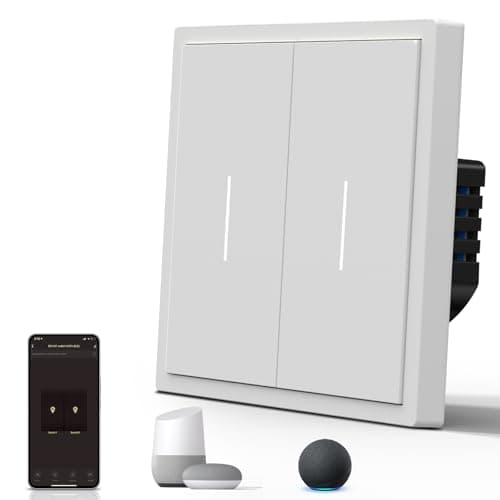 Image of BSEED Smart Light Switch,WiFi Mate Wall Switch with Led Indicator,Remote Control,Voice Control,Timer Function,2 Gang 1 Way,White 86mm