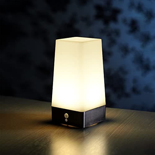 Image of Auraglow Wireless PIR Motion Sensor Table Lamp Super Bright LED Rechargeable Hallway Night Light - Square - 1 Pack
