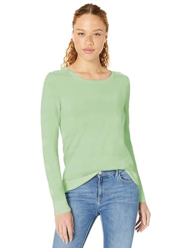 Image of Amazon Essentials Women's Long-Sleeve Lightweight Crewneck Jumper (Available in Plus Size), Bright Mint Green, M