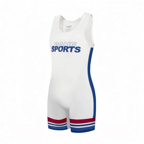 Image of Rane Sports Men's Wrestling Singlets Athletic Supporters Tight Slim Fit Sport Bodysuit Sleeveless Wrestling Leotard Jumpsuits Weightlifting Clothes White side Blue XL