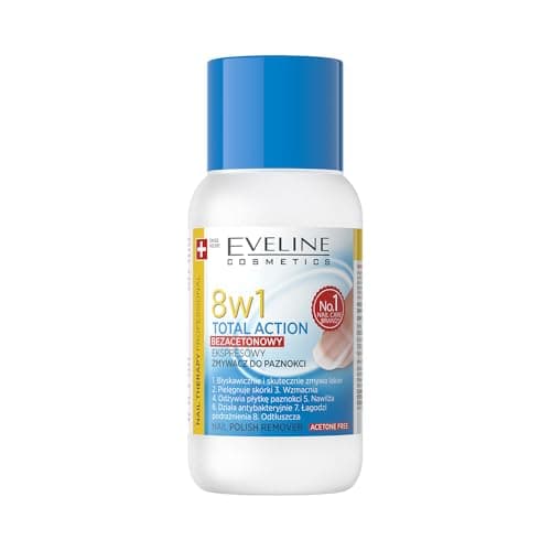 Image of Eveline Cosmetics Nail Therapy Professional 8-in-1 Total Action Nail Polish Remover, Non-Acetone Formula with Vitamins A, E, F & Castor Oil – 150 ML