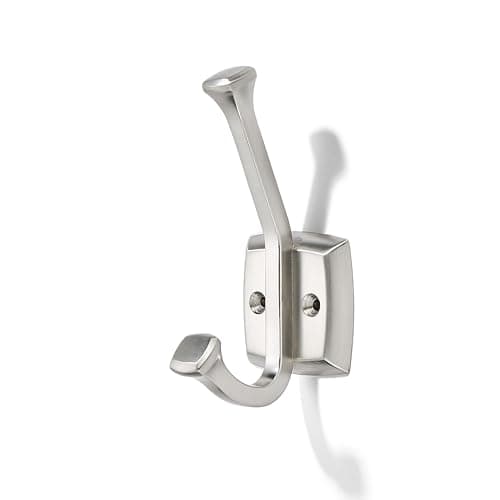 Image of khtumeware 10 Pack Brushed Nickel Zinc Alloy Wall-Mounted Coat Hook Behind Bathroom Door/Bedroom Wardrobe Hook, Brushed Nickel Modern Hook, Rust-Proof and Durable (Suitable for Coats/Hats/Bags)