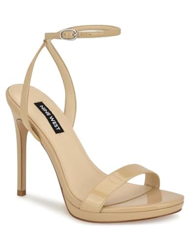 Image of NINE WEST Women's Loola Heeled Sandal, Light Natural Patent, 5 UK
