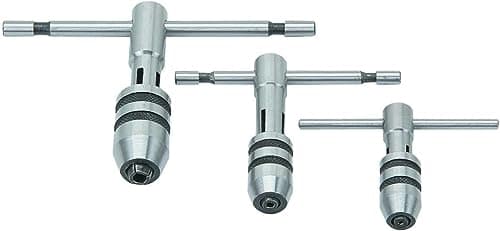 Image of PRAZTECH® ATW-0053 Adjustable T-Handle Tap Wrench Set – 3 Piece M1-M4 / M4-M8 / M6-M12 | Solid Collet Jaws for Tapping & REAMING | DIY Workshop Tool