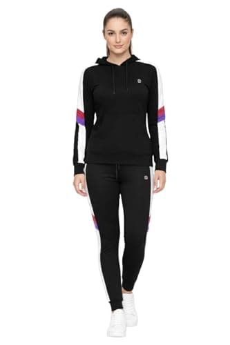 Image of Bahob® Women’s Sportswear Set, 2 Piece Women Track Suit Hoodie and Stretch Legging Ladies Gym Wear Tracksuits Activewear Set S to XL (Large, Black)