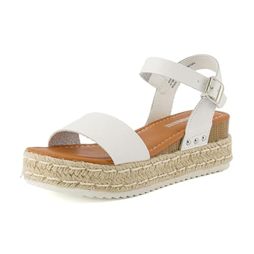 Image of CUSHIONAIRE Women's Melissa Espadrille Platform Wedge Sandal, White, 4 UK