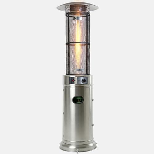 Image of Realglow Heatmaster 15KW Gas Patio Heater Outdoor with Glass Tube - Stainless Steel Patio Heaters for Outdoor Use with Portable Wheels