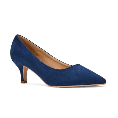 Image of Womens Low Kitten Heel Pumps Ladies Pointed Toe Courts Work Office Evening Shoes