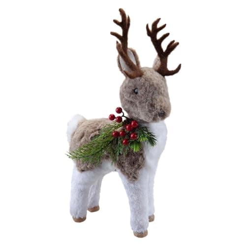 Image of VFM e-Store - Christmas Standing Deer Decoration Festive Indoor Xmas Ornaments - 38cm X 10cm Grey X 1