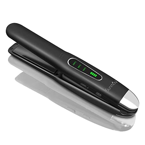 Image of SUNMAY Voga 2 in 1 Cordless Hair Straighteners and Curler, Travel Wireless Portable USB Rechargeable Straightener, Mini Flat Iron Curling Wand with Titanium Plate –3 Temperature Temps, 5000mAh Battery