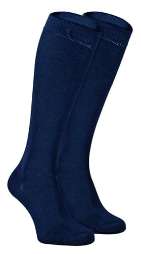 Image of Sock Snob - Womens Long Knee High Bamboo Socks | 2 Pair Pack | Plain & Patterned | Gift for Ladies (4-7, Navy)