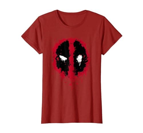 Image of Marvel Deadpool Splatter Icon T-Shirt, Women, Cranberry Red, XX-Large