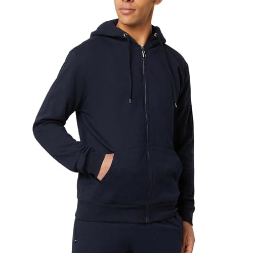 Image of FM London Mens Hyfresh Zipped Hoodie, Navy, L UK