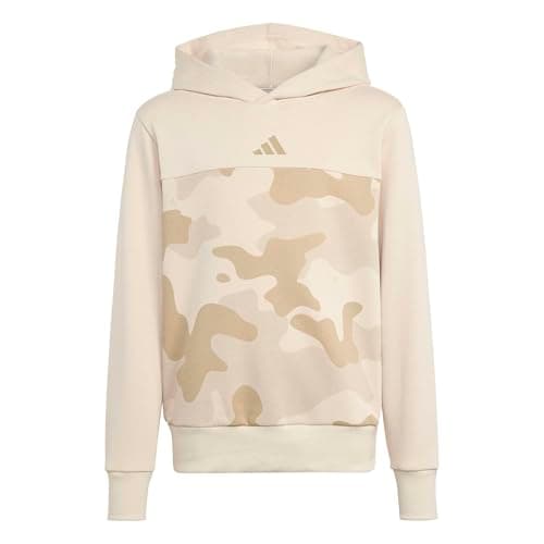 Image of adidas Unisex Kids Seasonal Essentials Camo Fleece Hoodie Juniors, Crystal Linen/hemp, 7-8 Years