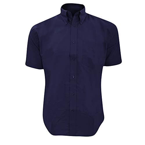 Image of Kustom Kit Mens Workwear Oxford Short Sleeve Shirt (17.5inch) (French Navy)