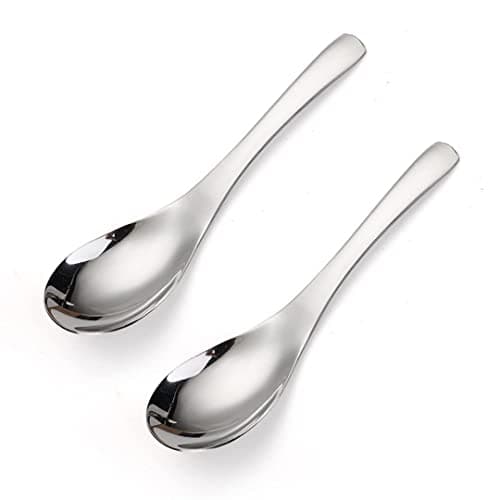 Image of AOOSY Thick Heavy-Weight Soup Spoons, Stainless Steel Soup Spoons, Table Spoons, Set of 2