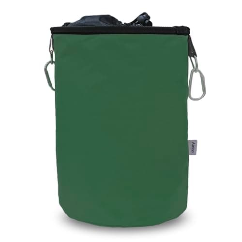 Image of Aieino Large Peg Bag with Drawstring, Hanging Snap Hook - Storage Bag up to 200 Clothes Pegs for Hanger Clips Washing Line Waterproof Weather Resistant, Green