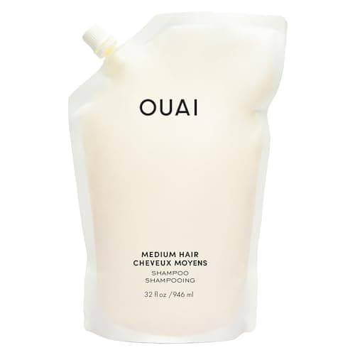 Image of OUAI Medium Shampoo Refill - Hydrating Shampoo with Coconut Oil, Babassu, Kumquat Extract and Keratin - Strengthens, Nourishes and Adds Shine - Paraben, Phthalate and Sulfate Free Hair Care - 946ml