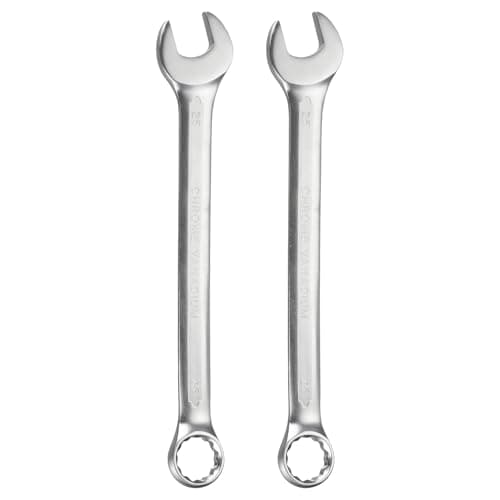 Image of sourcing map 2Pcs Metric Combination Wrench 25mm Open End & 15-Degree Offset 12-Point Box End Chrome Vanadium Steel Industrial Grade Double Ended Wrenches Spanners Tools