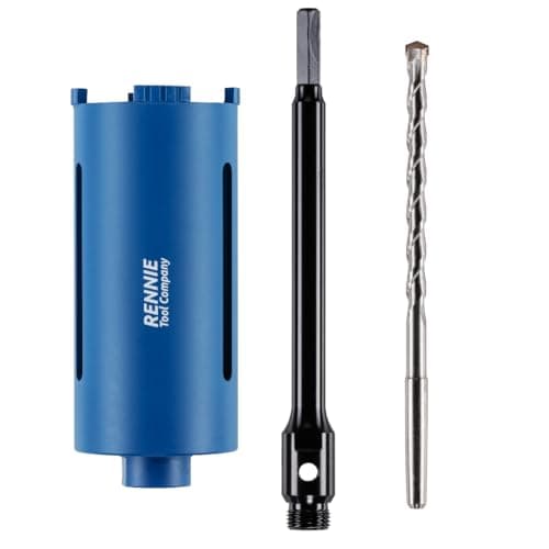Image of 65mm x 150mm Long Diamond Core Drill Bit Set with 240mm Long HEX Shank Adapter & Centre Drill Bit. To Be Used In Concrete Masonry Brick Block Stone Granite