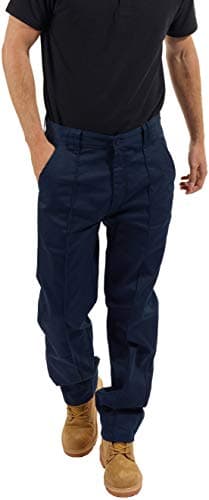 Image of SITE KING Mens Classic Workwear Trousers Size 28 to 56 with Button & Zip Fly (34W / 33L, Navy)