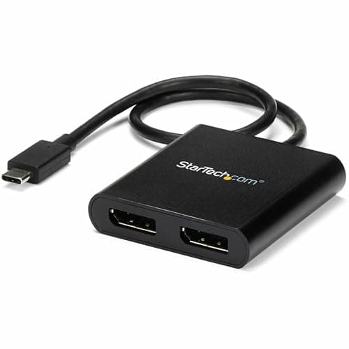 Image of StarTech.com USB-C to Dual DisplayPort 1.2 Adapter, USB Type-C Multi-Monitor MST Hub, Dual 4K 30Hz/1080p 60Hz DP Laptop Display Extender / Splitter, Extra-Long Built-In Cable, Windows (MSTCDP122DP)