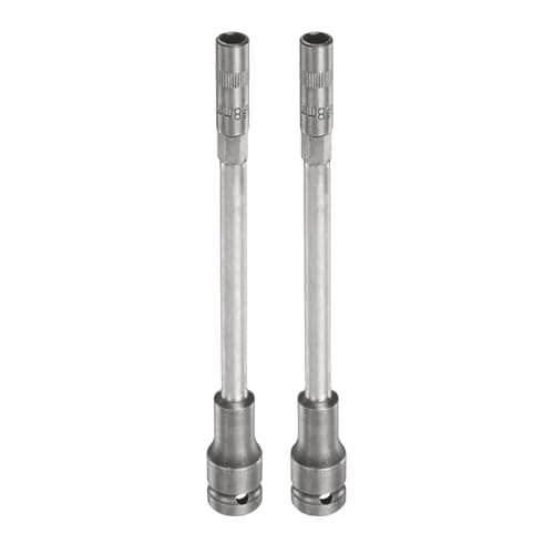 Image of sourcing map 2Pcs Deep Thin Wall 6 Point Impact Socket 1/2" Drive 8mm Socket 8" Extra Long Metric CR-V Steel Spindle Axle Hex Sockets for Machine Shaft Nuts Bolts Repair, Gray