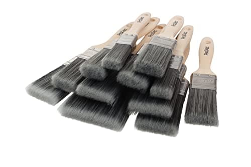 Image of ProDec Decorator's Dozen 12 Piece Synthetic Paint Brush Set for a Smooth Finish Painting with Emulsion, Gloss, Satin Paints on Walls, Ceilings, Wood, Metal - 2x 1, 5x 1.5, 4x 2, 1x 3 inch