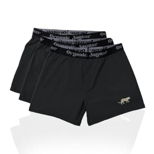 Image of Organic Jaguar Men's Boxer, 3-Pack – 100% Organic Cotton, Soft, Breathable, Lightweight, Sustainable, Black, Black, S