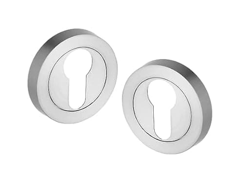 Image of Golden Grace Euro Door Key Hole on Round Rose in Polished Chrome Finish, Escutcheon for Euro Cylinders