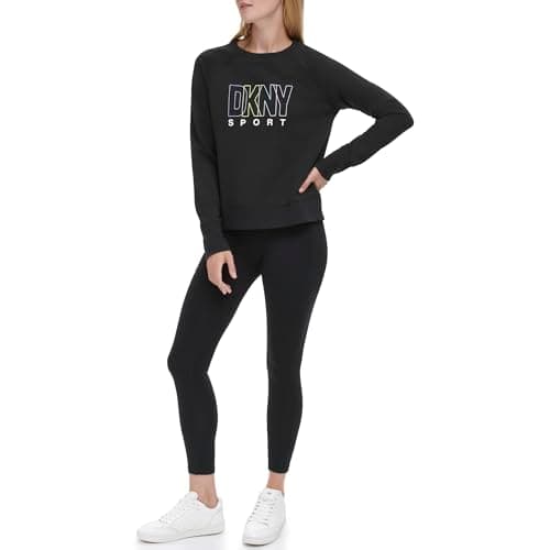 Image of DKNY Women's Multi Outline Logo Pullover Sweatshirt, Black Tulip, Small, Black Tulip, S