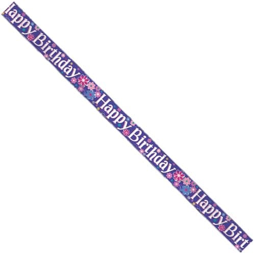 Image of Multicolor Birthday Blossoms Foil Long Fold Banner (3.6 meters) 1 Piece - Vibrant Celebration Decor for All Ages
