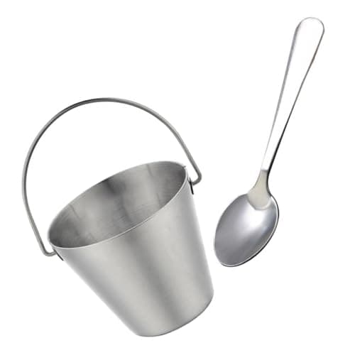Image of DOITOOL Stainless Steel Egg Cup Set with Small Egg Bucket and Spoon for Boiling and Serving 2pcs Set