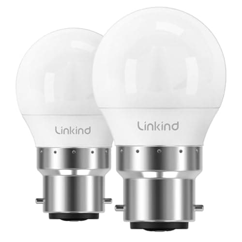 Image of Linkind Bayonet Light Bulb 40w Equivalent,Warm White 2700K, 4.9W 470lm B22d LED Bulbs,G45 Golf Ball Energy Saving Bulbs, Non-Dimmable, 2 Pack