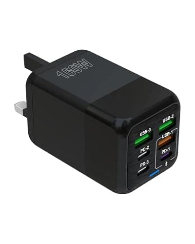 Image of USB C Plug Fast Charging, USB C Plug, 150W Fast Charger Plug, 6-Port Charger (3PD Type C port+3QC USB A port), UK wall charger charging plug, compatible with iPhone 11/12/13/14/15 series/XS/XR/8/iPad