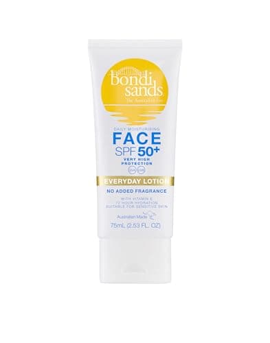 Image of Bondi Sands Fragrance Free Face Sunscreen Lotion SPF 50+ | Gentle Formula Moisturises + Provides Broad-Spectrum Protection, Enriched with Aloe Vera and Vitamin E, Cruelty Free | 75 mL/2.53 Oz