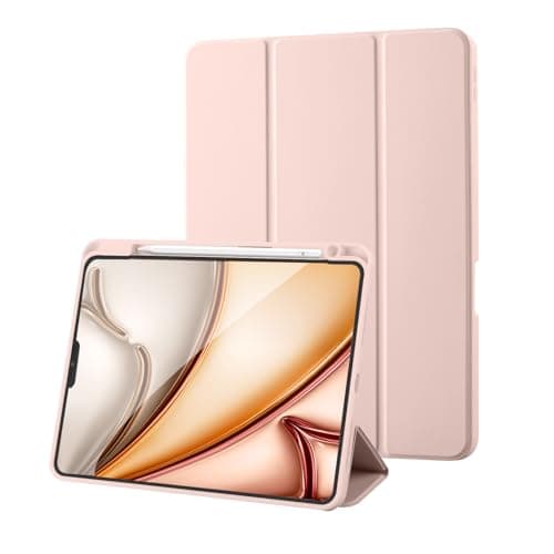 Image of Case for iPad Pro 11 2022/2021/2020/2018 (4th /3rd /2nd /1st Generation) Case with Pencil Holder, Trifold Slim Protective Cover with Soft TPU, Auto Wake/Sleep, Pink