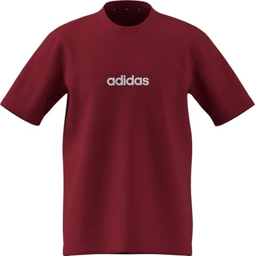 Image of adidas Men's Essentials Linear Single Jersey TEE, Active Maroon/White, L