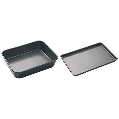 Image of masterclass KitchenCraft Non Stick Deep Large Roasting Tin, 39 x 28 cm & Master Class Large Non-Stick Baking Tray, 39 x 27 cm