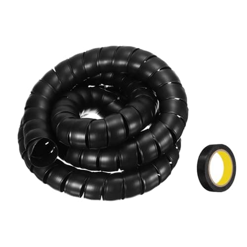 Image of sourcing map Spiral Cable Wrap 9.8ft/3.0M 50mm Cable Management Sleeve PP Insulation Cord Organizer for Computer Wire Power Cable Gas Pipe Black with Tape