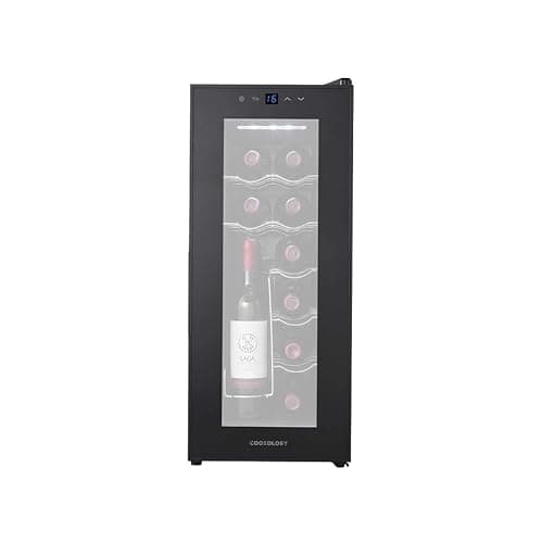 Image of Cookology CWTE12BK 12 Bottle Thermo Electric Wine Cooler and Chiller for Counter Top, Digital Temperature Control, Less Noise and No Vibration - in Black