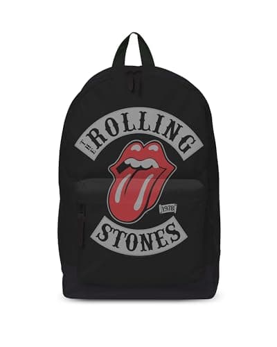 Image of Rocksax Unisex The Rolling Stones - 1978 Tour Backpack, Black, 43cm X 30cm X 15cm UK