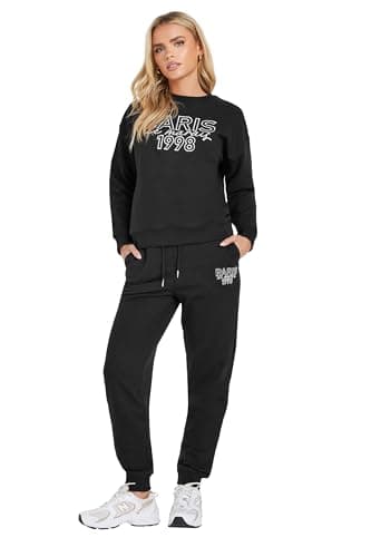 Image of PixieGirl Petite Black Jersey 'Paris' Slogan Sweatshirt Petite