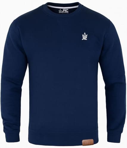Image of JRC Mens Fleece Crewneck Sweatshirts & Pullovers, Round Neck Long Sleeve Jumper, Sweater for Sports & Workwear (Navy, L)