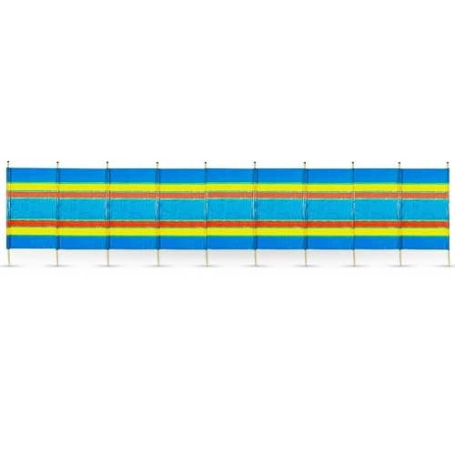 Image of FlickBuyz - Extra Tall Pole Wooden Windbreaker Beach Camping Caravan Holiday Sun Screen Shelter Tall Wind Break 4/5/ 6/8/ 10 (6 Poles (5ft High x 12ft Long))