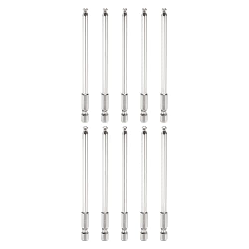Image of sourcing map 10pcs Ball End Hex Screwdriver Bit H4 (4mm) Head 1/4" Hex Shank 100mm (4") Long Magnetic S2 Steel Metric Screw Driver Drill Bit Wrench Socket Power Tool