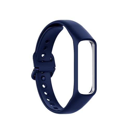 Image of Sago Silicone Strap Replacement Compatible with Samsung Galaxy Fit 2 SM-R220 (Dark Blue) – Soft Skin-Friendly Watch Band with Frame, Adjustable Sport Wristband, Waterproof
