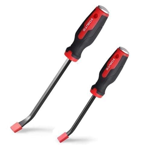 Image of Fixinus Pry Bar Set 8" 12", 2-Piece Heavy Duty Pry Bar with Ergonomic Handle and Strike Cap, Angled Tip for Prying, Lifting and Pulling Objects