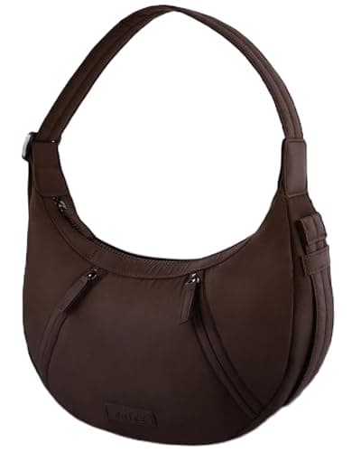 Image of Prite Crescent & Half Moon Bag for Women, Waterproof Nylon Crossbody Sling Bag with Multiple Pockets, Lightweight Everyday Purse(Brown)