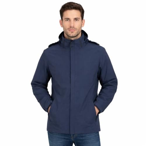 Image of Blu Apparel Mens Waterproof Jacket Men's Rain Jackets Windproof Breathable Mesh Lined Coat for Men (UK, Alpha, M, Regular, Regular, Navy)